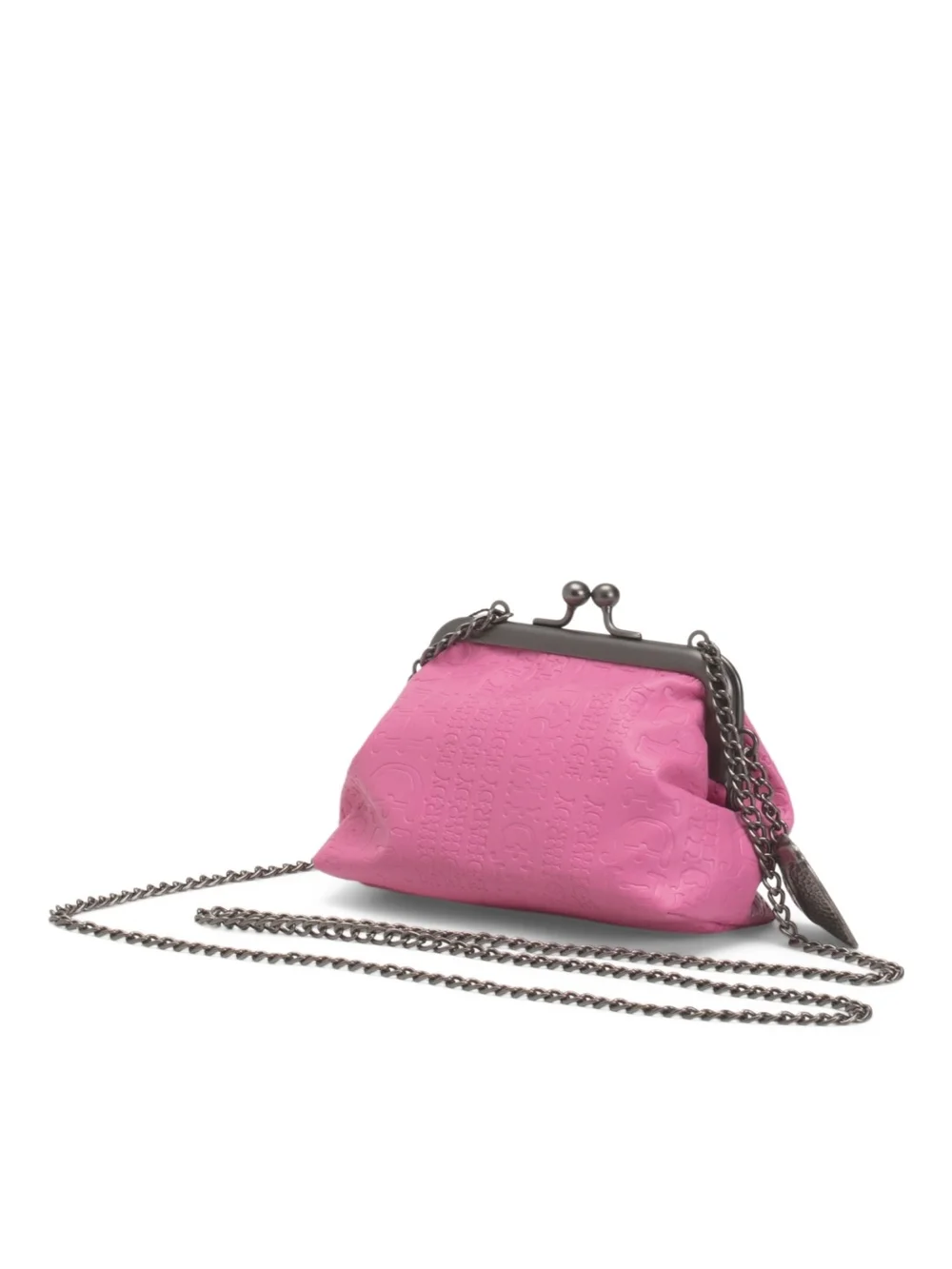 Ed Hardy Hot Pink Embossed Kiss-Lock Chain Clutch
